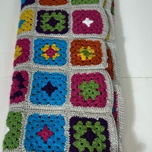 Handmade Granny square Crochet Patchwork Blanket throw Funky